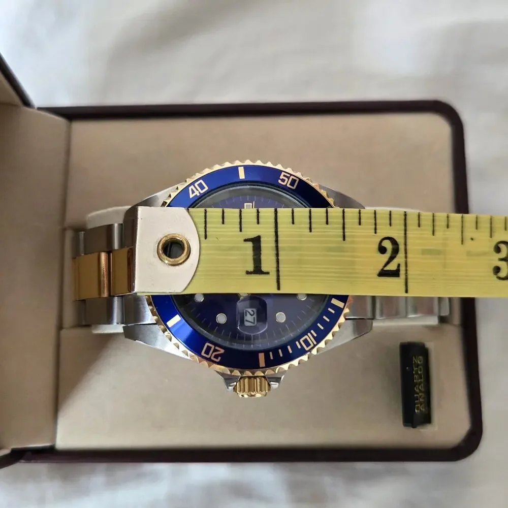 Vtg Jules Jürgensen Sea Diver Blue Bezel Two-Toned Band Date Indicator 7801NU